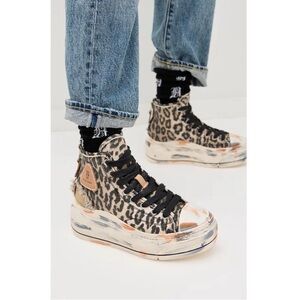 R13 Leopard Print High-Top Sneakers